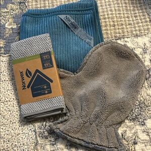 Norwex Gray Dust mitt, kitchen cloth and Teal Kitchen Towel
